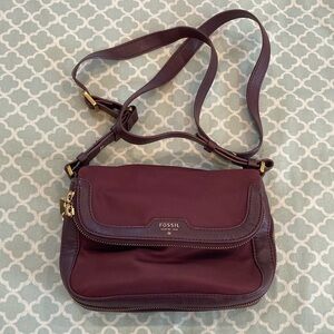Fossil Preston Plum Crossbody Nylon & Faux Leather ZB5977